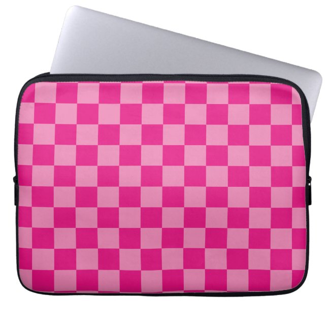 Housse Pour Ordinateur Portable À damiers rose géométrique (Devant)