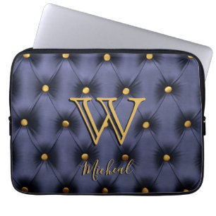 Housse pour ordinateur portable à monogramme doré