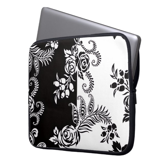 Housse pour ordinateur portable à motif floral noi (devant gauche)