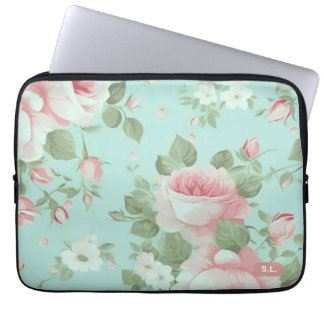 Housse pour ordinateur portable à motif floral ver