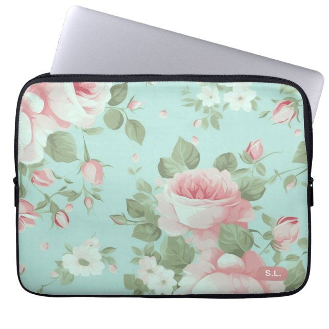Housse pour ordinateur portable à motif floral ver (Devant)