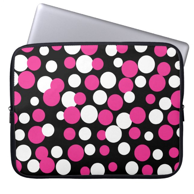 Housse pour ordinateur portable à pois roses et no (Devant)