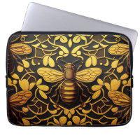 Abeille Abstraite en or. Motif d'insecte floral do