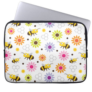 Housse Pour Ordinateur Portable Abeille & Fleurs