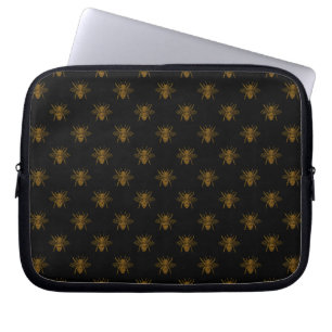 Housse Pour Ordinateur Portable Abeilles à huile métal or sur noir