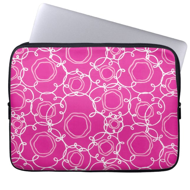 Housse Pour Ordinateur Portable Abstract Floral Matrix (Hot Pink) Fine Art (Devant)