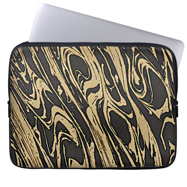 Housse Pour Ordinateur Portable Abstract Fluid Art - Black Marble Effect (Devant)