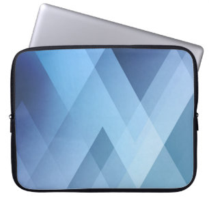 Housse Pour Ordinateur Portable Abstract light background. Blue triangle pattern.