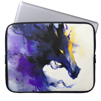 Housse Pour Ordinateur Portable Abstract Watercolor Black Horse Portrait