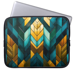 Housse Pour Ordinateur Portable Abstrait Géométrique Moderne Élégant Or Sarcelle