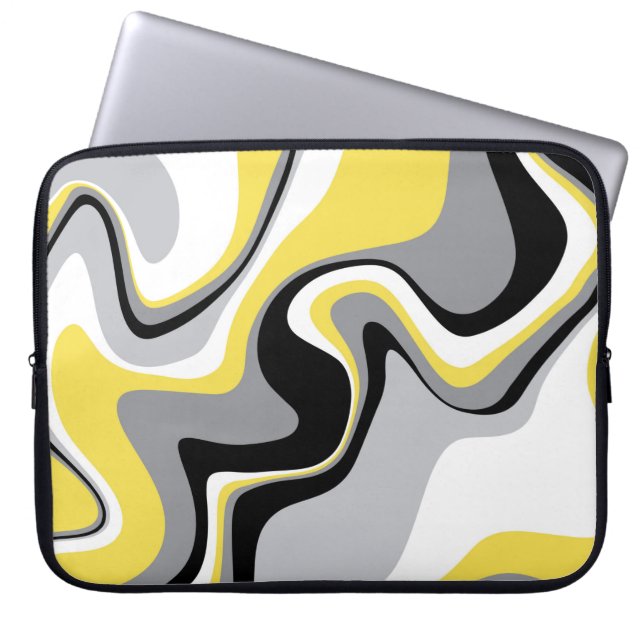 Housse Pour Ordinateur Portable Abstrait noir et jaune (Devant)