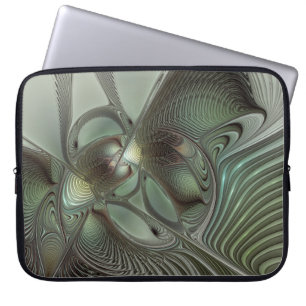 Housse Pour Ordinateur Portable Abstrait Olive Sage Green Grey Fractal Art Imagina