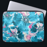 Housse Pour Ordinateur Portable ABSTRAIT OPink et bleu désordonné fleurs  motif<br><div class="desc">Aquarelles modernes,  bleu et rose abstrait fleurs collage motif.</div>