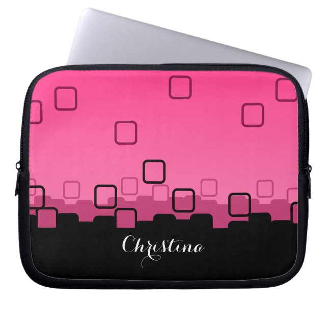 Housse Pour Ordinateur Portable Abstrait rose et noir (Devant)