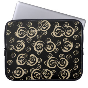 Housse Pour Ordinateur Portable Abstrait spirales or moderne motif