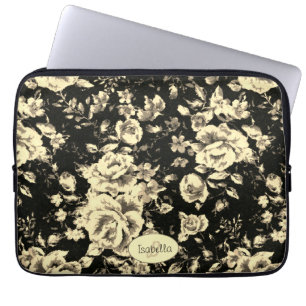 Housse Pour Ordinateur Portable Abstrait verre pétillant fleuri vintage Monogramme