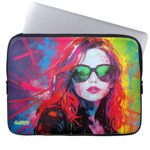 Housse Pour Ordinateur Portable Abstraite Hip Femme Lunettes de soleil chic