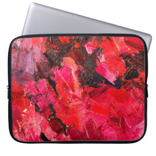 Housse Pour Ordinateur Portable Abstraite peinture à l'huile rouge foncé sur toile