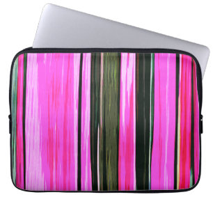 Housse Pour Ordinateur Portable Abstraites Bandes Verticales Rose Et Vert 704
