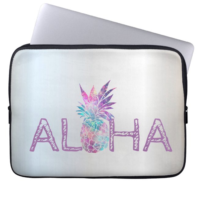 Housse Pour Ordinateur Portable Adorable Aloha Hawaïen Pineapple, Argent (Devant)