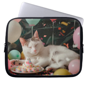 Housse Pour Ordinateur Portable Adorable Chat Anniversaire Design de fête