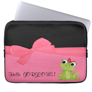Housse Pour Ordinateur Portable Adorable Grenouille Mignonne sur Points-Hello Magn