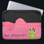 Housse Pour Ordinateur Portable Adorable Grenouille mignonne sur Pois-Bonjour magn<br><div class="desc">Vous aimerez ce motif pois avec adorable petite grenouille verte et message de motivation.Vous pouvez déplacer du texte,  ajouter une image et plus en cliquant sur le bouton COSTUMIZE IT.</div>