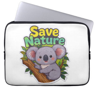 Housse Pour Ordinateur Portable Adorable Kawaii Koala "Sauver la nature" 