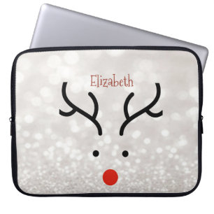 Housse Pour Ordinateur Portable Adorable visage de rennes, Bokeh