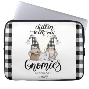 Housse Pour Ordinateur Portable Adorables petits gnomes carreaux noir buffle