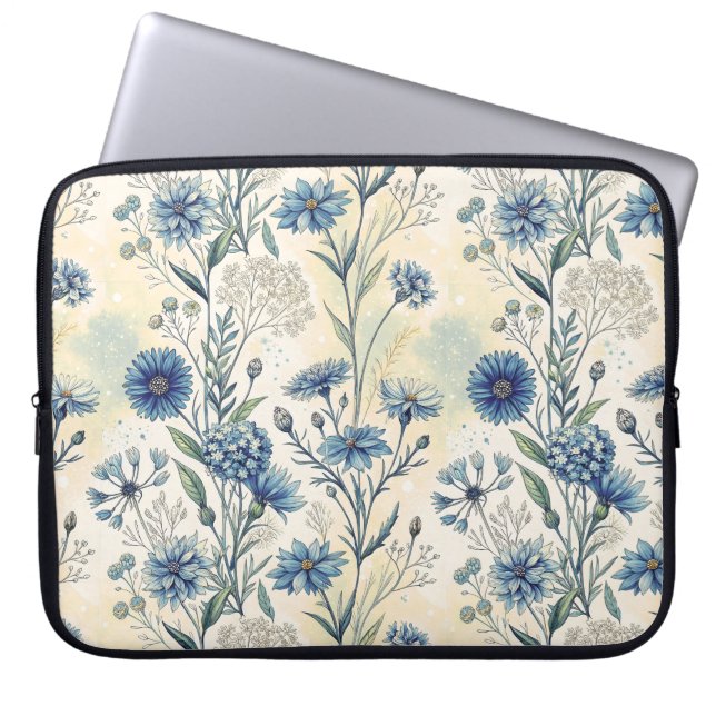 Housse Pour Ordinateur Portable Aesthetic Blue Wildflowers (Devant)