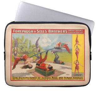 Housse Pour Ordinateur Portable Affiche de cirque montrant des actes acrobatiques,