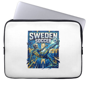 Housse Pour Ordinateur Portable Affiche de style squelette de football suédois Nat
