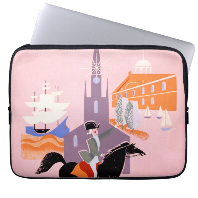 Housse Pour Ordinateur Portable Affiche De Voyage Pour Allegheny Airlines À Boston (Devant)