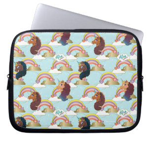 Housse Pour Ordinateur Portable Afro Unicorn Arc en ciel et Motif des Coeurs