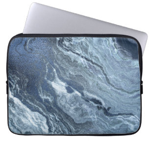 Housse Pour Ordinateur Portable Agate bleue cristallisée   Pierre marbrée en ardoi