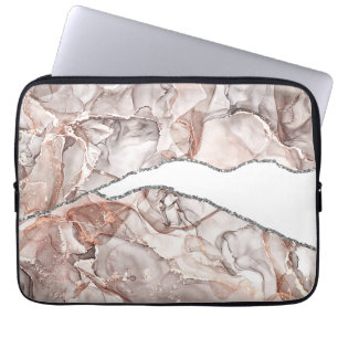 HOUSSE POUR ORDINATEUR PORTABLE AGATE EN MARBRE D'OR CLAIR PARTIES SCINTILLANT EN