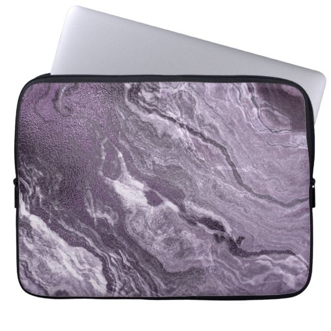 Housse Pour Ordinateur Portable Agate violette cristallisée | Moody Marbled Stone (Devant)