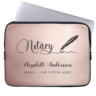 Housse Pour Ordinateur Portable Agent de signature de prêt notaire rose or noir