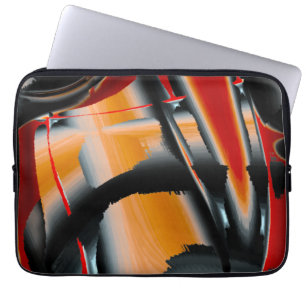 Housse Pour Ordinateur Portable Agrandissement de peinture numérique orange noir h