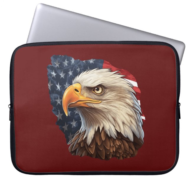 Housse Pour Ordinateur Portable Aigle à drapeau américain (Devant)