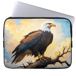 Housse Pour Ordinateur Portable Aigle chauve réaliste perché sur une branche au co