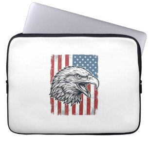 Housse Pour Ordinateur Portable Aigle Patriotique Drapeau Américain Gravure Vintag