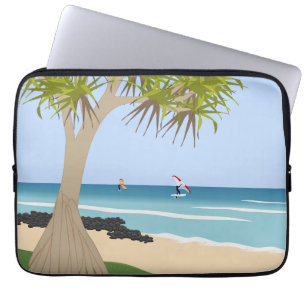 Housse Pour Ordinateur Portable Aile surfeurs à huile Pandanus Tree à la plage