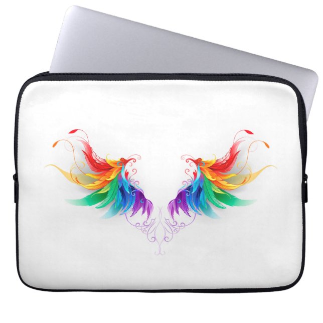 Housse Pour Ordinateur Portable Ailes fluffy arc-en-ciel (Devant)