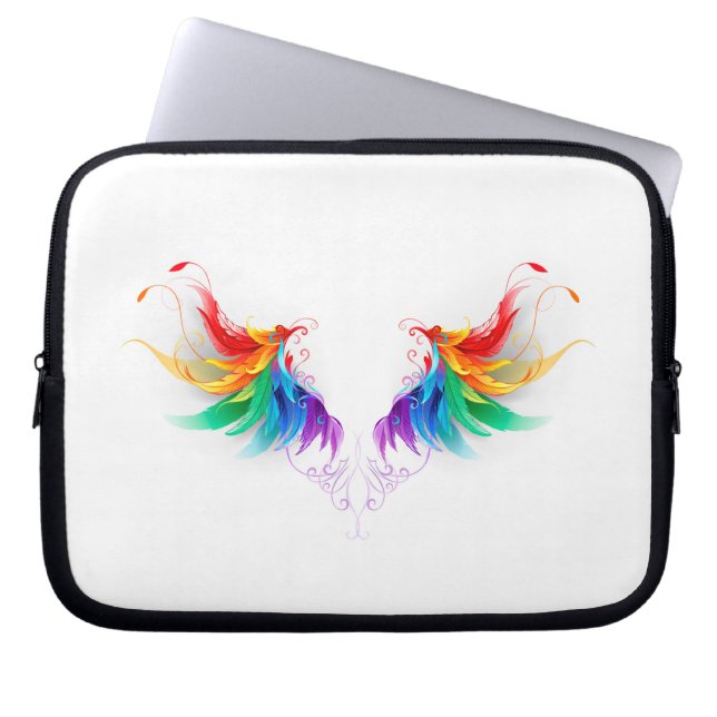 Housse Pour Ordinateur Portable Ailes fluffy arc-en-ciel (Devant)
