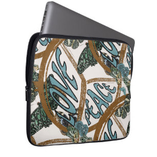 Housse Pour Ordinateur Portable Aimer La Paix Papillons Vintage Hippie Été