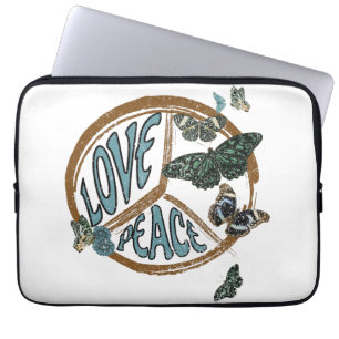 Housse Pour Ordinateur Portable Aimer La Paix Papillons Vintage Hippie Été