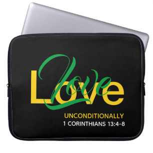 Housse Pour Ordinateur Portable AIMER SANS CONDITION Agape Chrétien Noir
