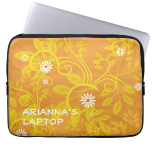 Housse Pour Ordinateur Portable Ajouter Un Nom Fruits Blancs Rétro Fruits Jaunes